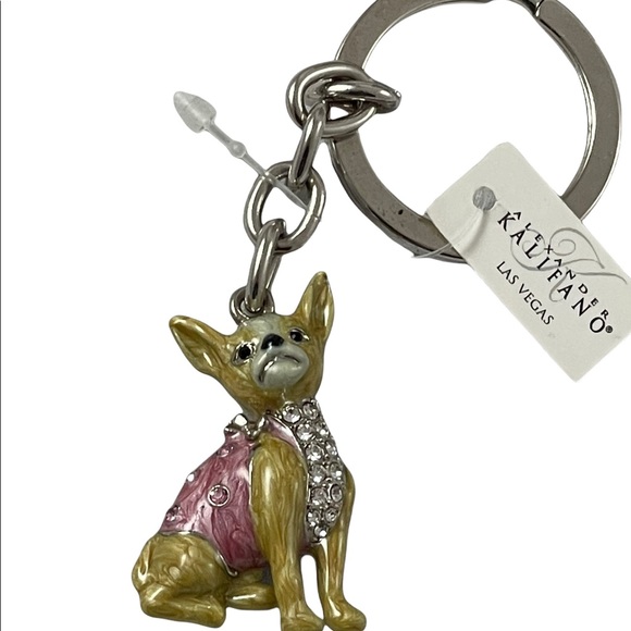 Alexander Kalifano Las Vegas “Ay Chiwawa” Key chain dog NWT rhinestones enamel - Picture 4 of 9